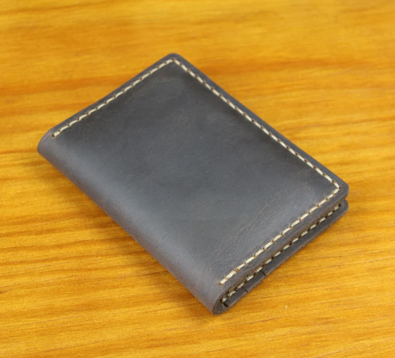 Handmade Crazy horse Genuine Leather Men card holder slim Leather Card wallet Business card holder Women name Card Sleeve