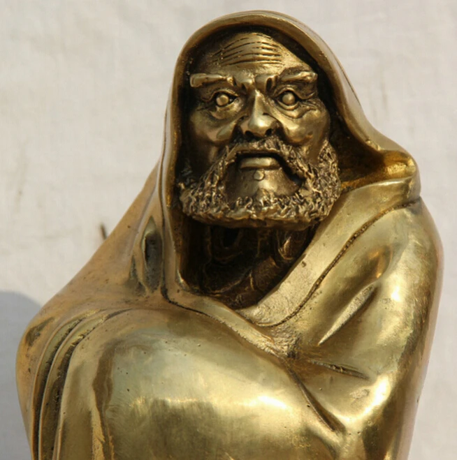 902+++ 16 Китайский буддизм латунная подставка Arhat Damo Bodhidharma Dharma статуя Будды