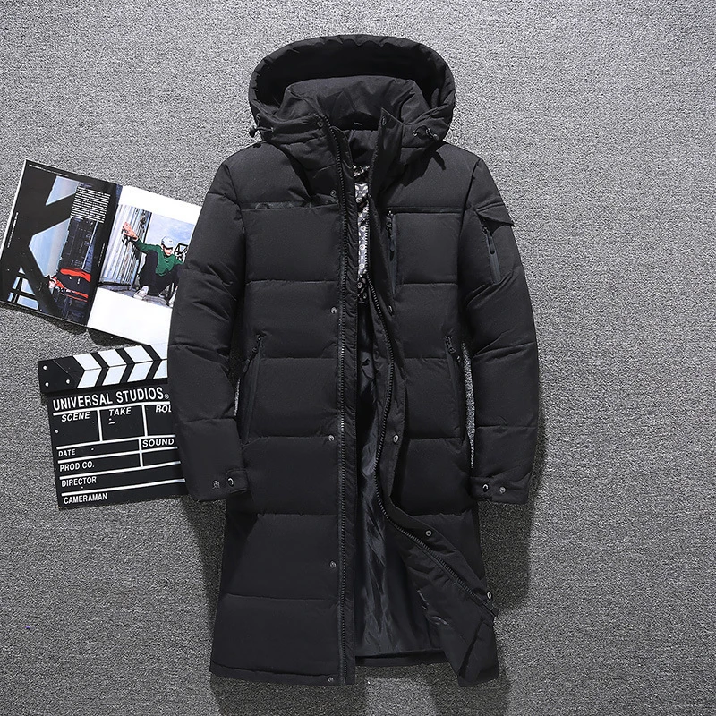 Men's Winter Thickened Down Jacket Warm Down Outwear Coat 2021 New Male Fashion Long White Duck Hooded Down Parkas Plus Size 5XL rab coat