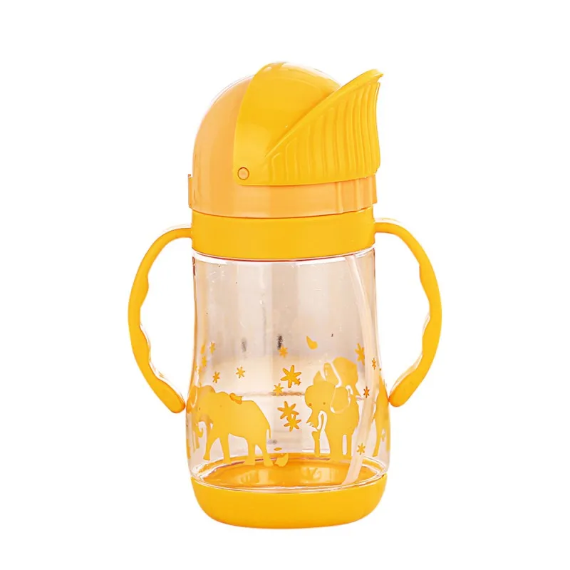 

hilittlekids 420ml Baby Cups Elephant Head Kids Learn Feeding Drinking Water Straw Handle Bottle Baby Feeding Cup