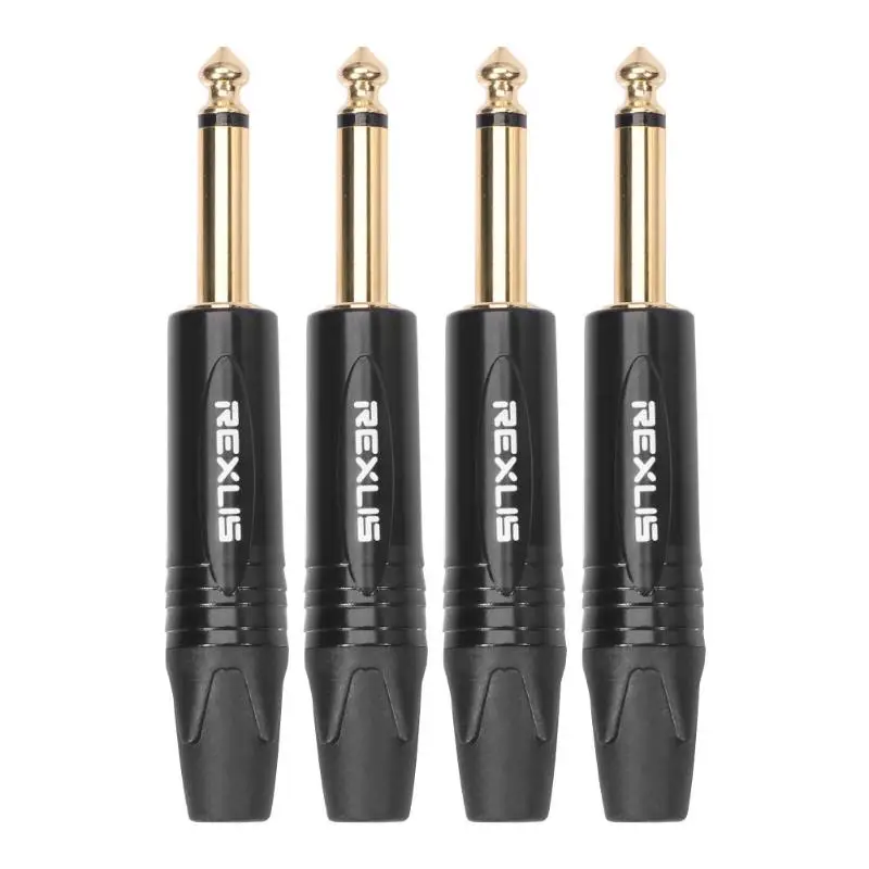 6.35mm (6.5 플러그) 모노 잭 수 플러그 커넥터, DIY 납땜 플러그 오디오 케이블, DIY 일렉트릭 기타 사운드 카드 마이크용, 4 개