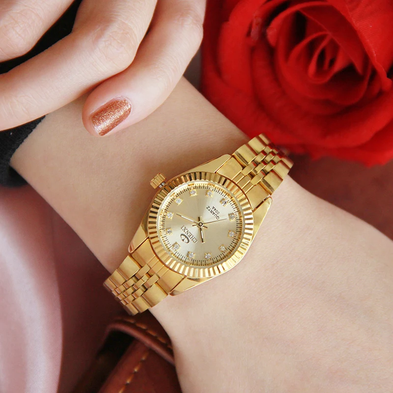 CHENXI Luxury Women Gold Watches Waterproof Casual Golden Dress Rhinestone Female Wristwatch Fashion Retro Lady Clock 004A