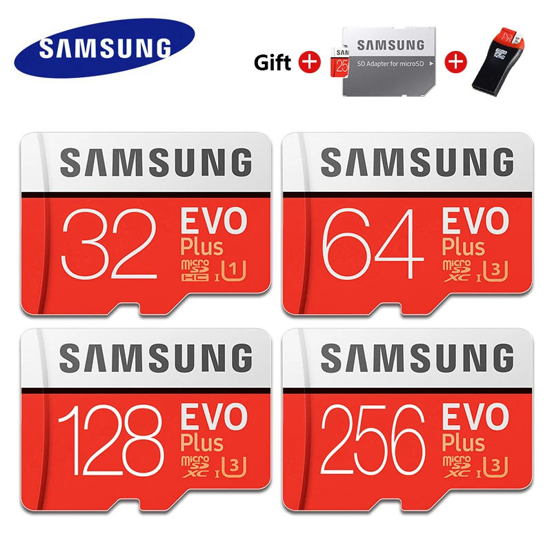 SAMSUNG EVO Plus карта памяти 32 Гб/SDHC 64 Гб/128 ГБ/256 ГБ высокоскоростная SDXC Micro SD TF карта класс 10 Microsd C10 UHS-1 карты