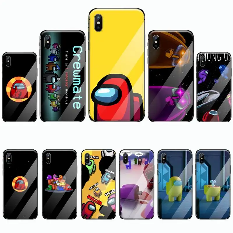

Among us hot funny game Phone Case Tempered glass For iphone 6 6S 7 8 plus X XS XR 11 12 PRO MAX Mini
