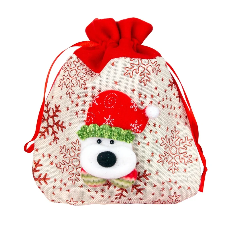 

Christmas Elk Tree Party Candy Gift Drawstring Packing Stocking Bags Present.