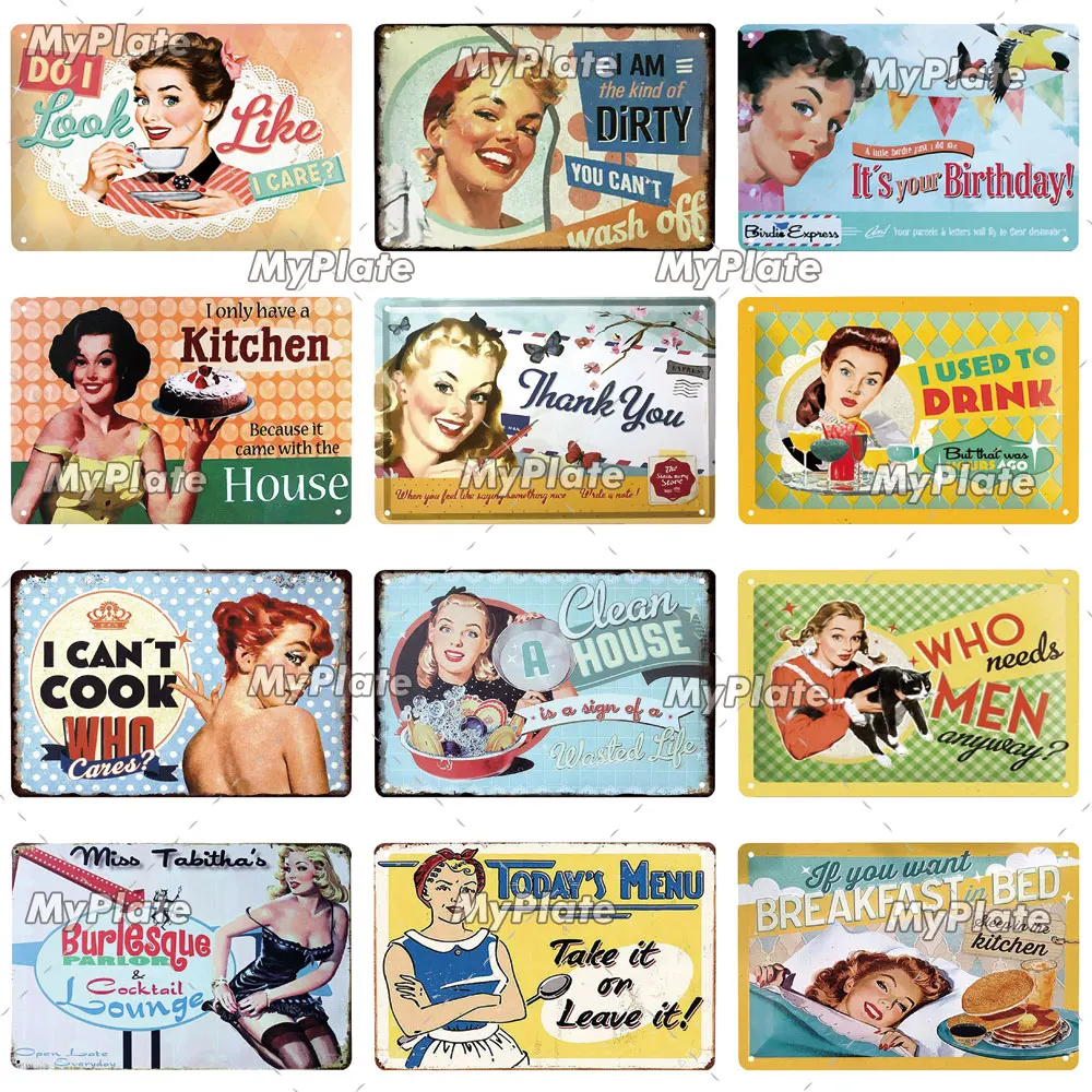 Kitchen Woman Metal Sign 2