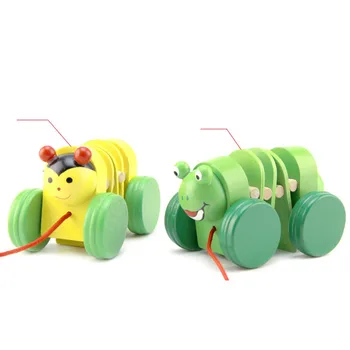 

Baby Early Education Toddler Pull Toy Wooden Caterpillar Toddler Pull Cart Toy