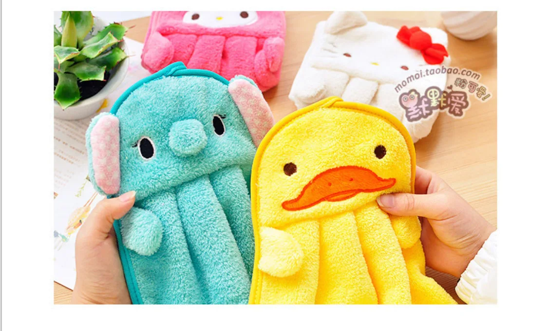 Colorful Sweet Candy-Colored Super Soft Coral Velvet Cartoon Towel Creative Can Hang Towel Hand Towel MMA