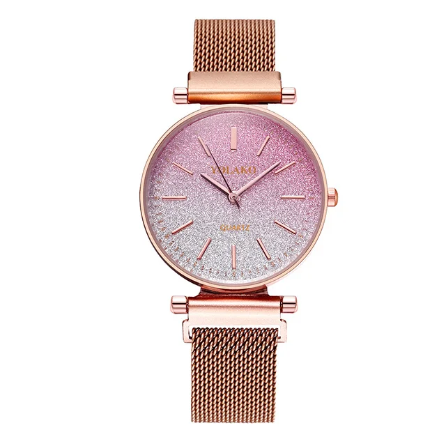 Montre femme Топ люксовый бренд женские часы из розового золота простая мода Звездное небо магнит часы розовые женские платья Наручные часы - Цвет: rose gold