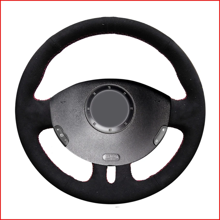 Mewant Black Suede Leather Steering Wheel Cover For Renault Clio 3 2005