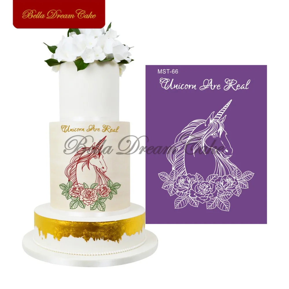 

Unicorn Mesh Stencils Rose Flower Frabric Cake Stencil Fondant Sugarcraft Cake Template Mold Cake Decorating Tool Bakeware