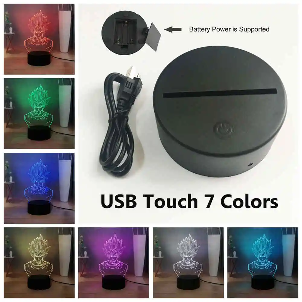 USB Touch 7 colors Новинка, светодиодный ночник с драконом, для детей, Сон Гоку, RGB, 7 цветов, настольная лампа, креативная прикроватная лампа, подарок на день рождения - Испускаемый цвет: USB Touch 7 colors