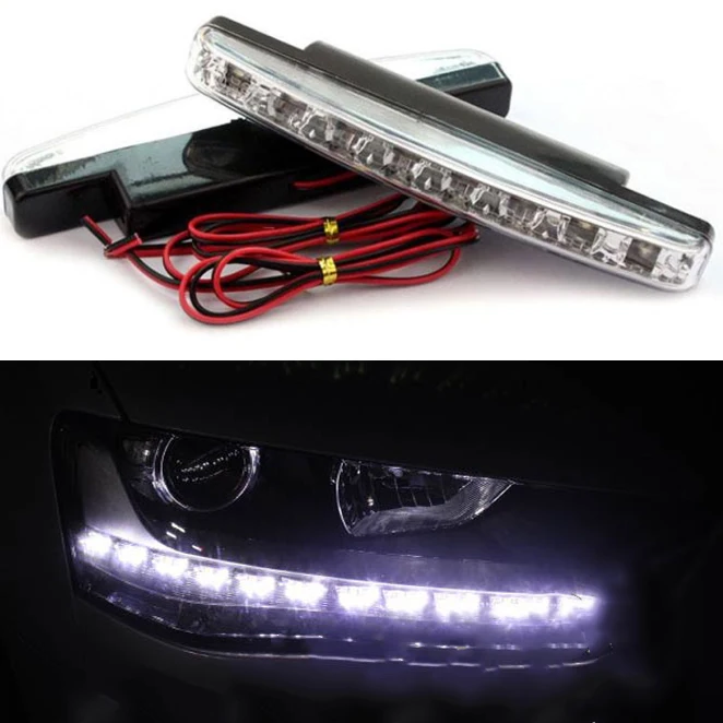 2 шт 6000K автомобильный ходовой светильник 8LED Автомобильная противотуманная фара белый светильник DC 12V