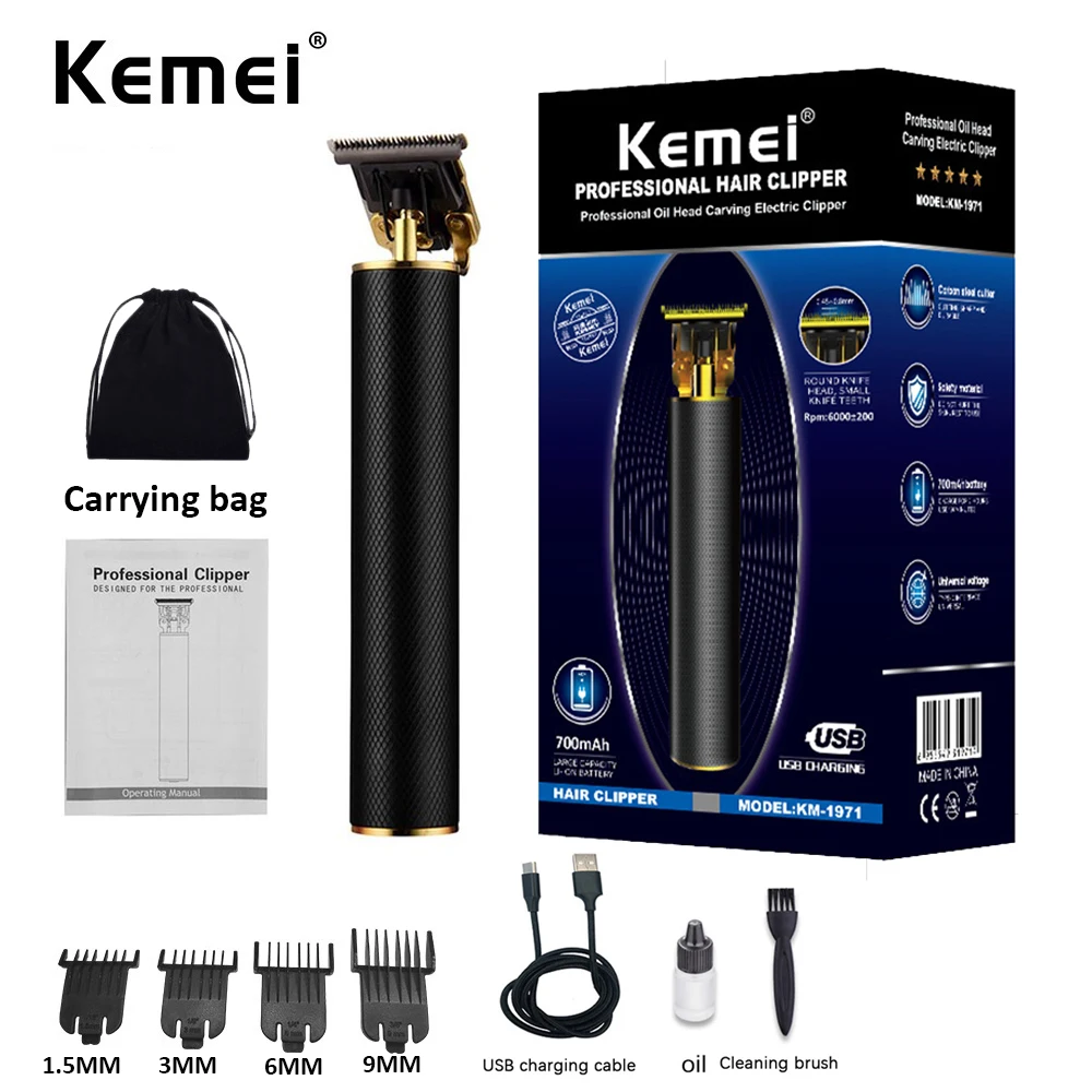 Kemei Pro USB Перезаряжаемые триммер для Для мужчин борода 0 мм лысый электрическая