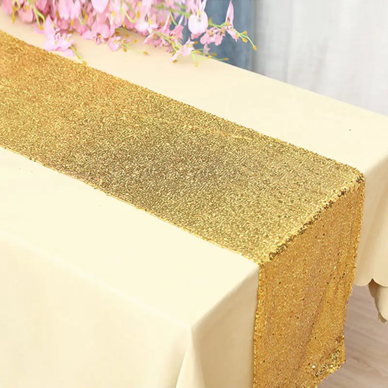 30x180cm Gold Rose Gold Silver Sequin table runner for Party table cloth Weddings Decoration Table Runners - Цвет: 1