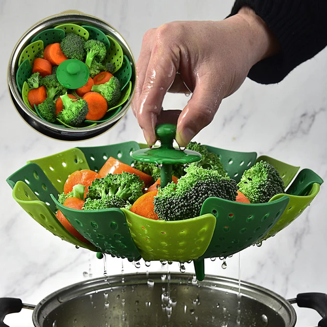 Folding Lotus Steamer Retractable Plastic Food Steaming Basket Fruit  Vegetable Vapor Cooker Dish Steamer Drain Rack