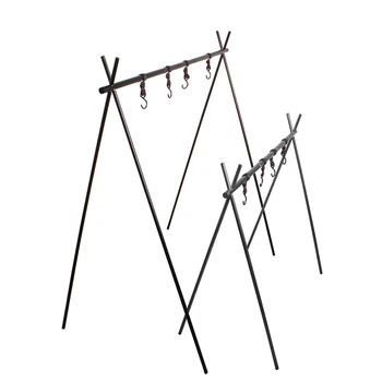 

Outdoor Cookware Hanging Rack Aluminum Alloy Foldable Camping Drying Rack Triangular Pot Pan Hanging Rack