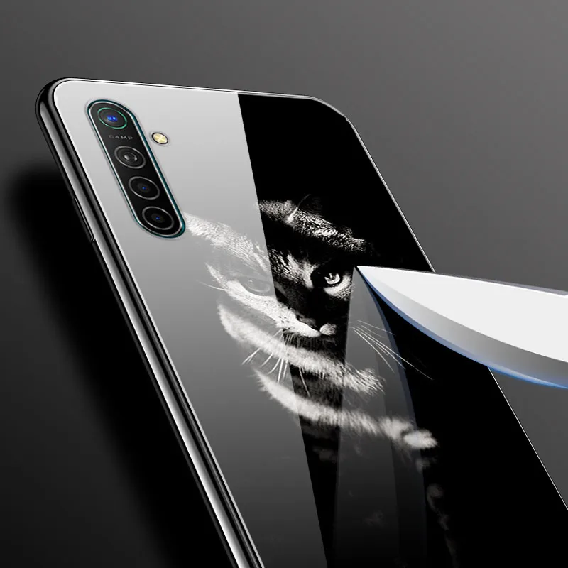 Чехол для Oppo Realme X2, чехол из закаленного твердого стекла для Oppo Realme XT X2 Pro, чехол, мягкий силиконовый бампер с принтом