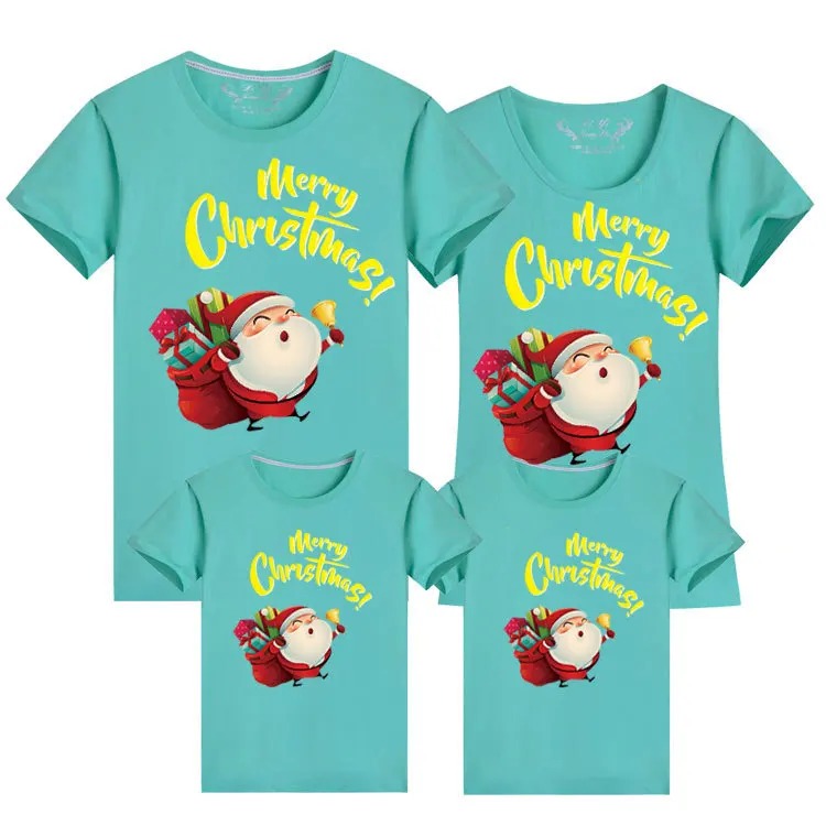 Рождественская одежда для семьи; коллекция года; Детские рубашки в стиле Санта-Клауса; одежда для мамы и дочки; одинаковые комплекты для семьи - Цвет: light green