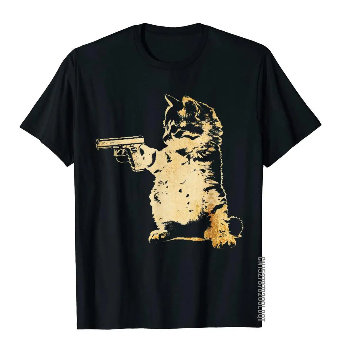 Gun Kitty Funny Cat T-Shirt__B6950black