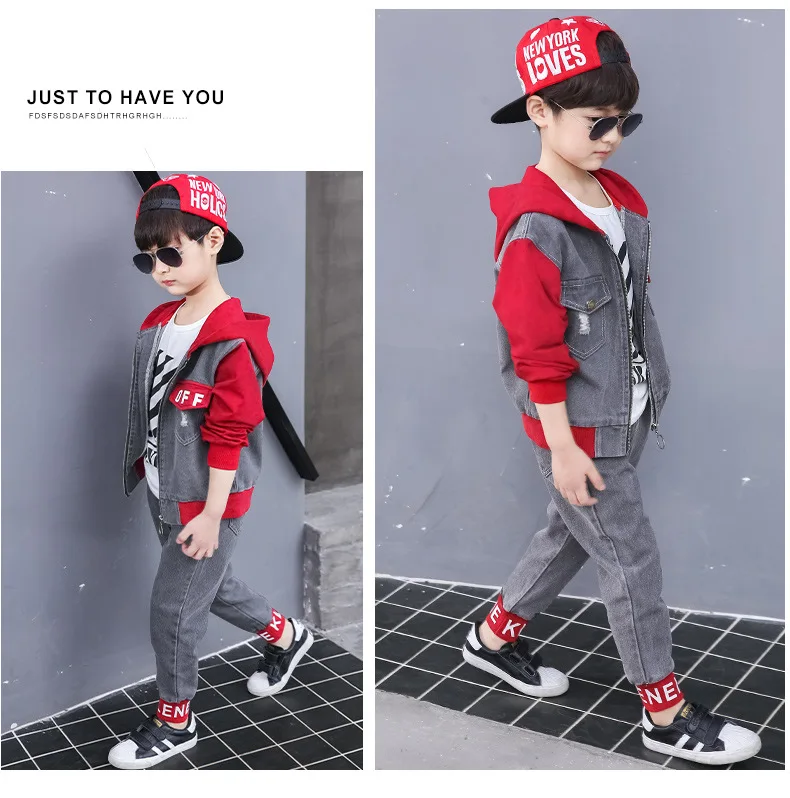 Boy's Autumn Outfit Suits the new Brim Child Handsome Boy Cuhk Children Fall Cowboy Outfit