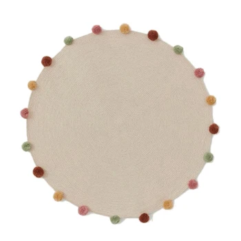 

Knitted Baby Play Mat Woven Cotton Rug Round Wool Ball Carpet Baby Crawling Mat Infant Photography Blanket