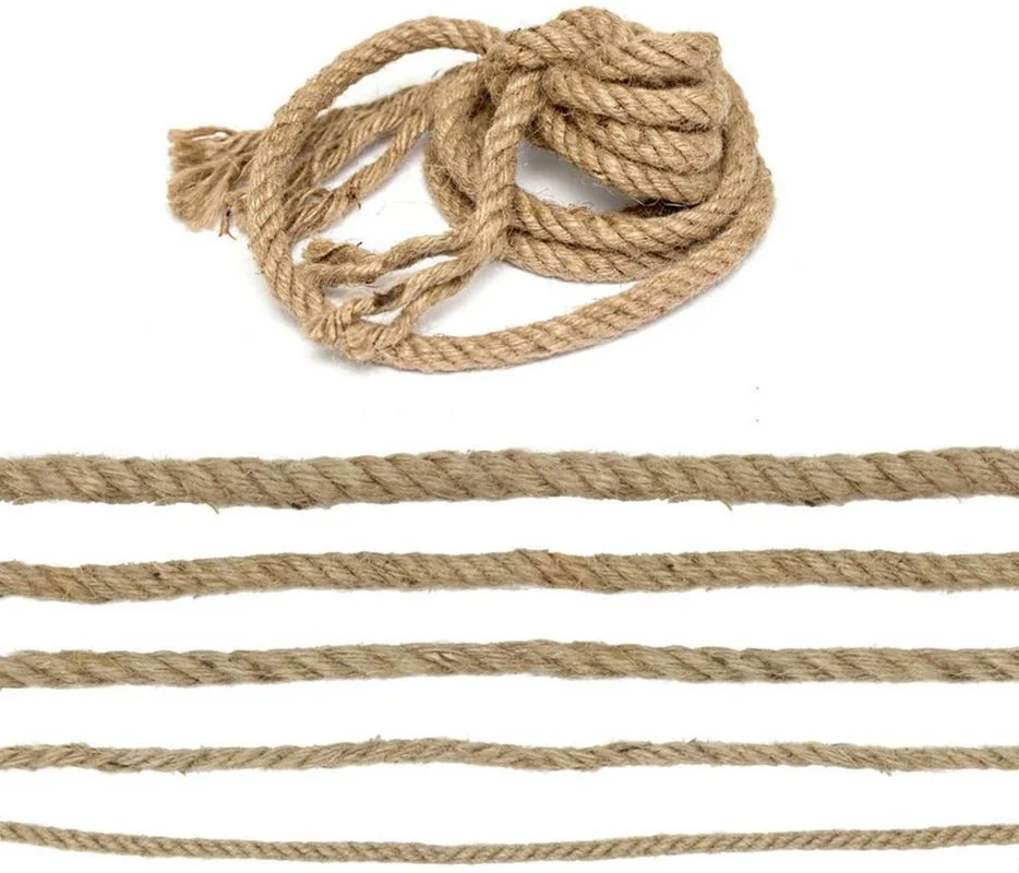 8mm Natural Jute Rope Heavy Duty Twine Hemp Twisted Cord Macrame String DIY Craft Handmade Decoration Pet Scratching jute rope,macrame cord
