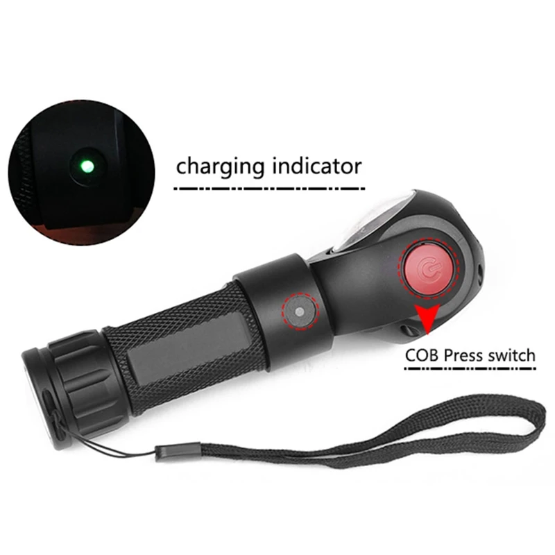 Led Flashlight 360 Degree T6+Cob Waterproof Magnet Mini Lighting Outdoor Flashlight