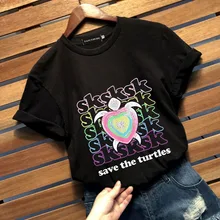 SKSKSK/футболки «Сохранить черепашек», футболка для девочек, забавная Винтажная футболка с черепашками, женские футболки с коротким рукавом и круглым вырезом