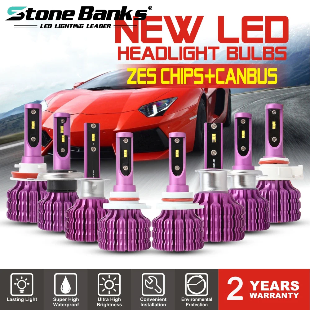 Stone Banks H7 H4 H11 H8 H9 H16 H1 H3 9005 HB3 9006 HB4 5202 светодиодный фар автомобиля лампочки Canbus 120 Вт