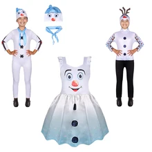 Платье Олафа для девочек и мальчиков; Комбинезоны для косплея; вечерние костюмы Олафа из мультфильма «Снеговик»