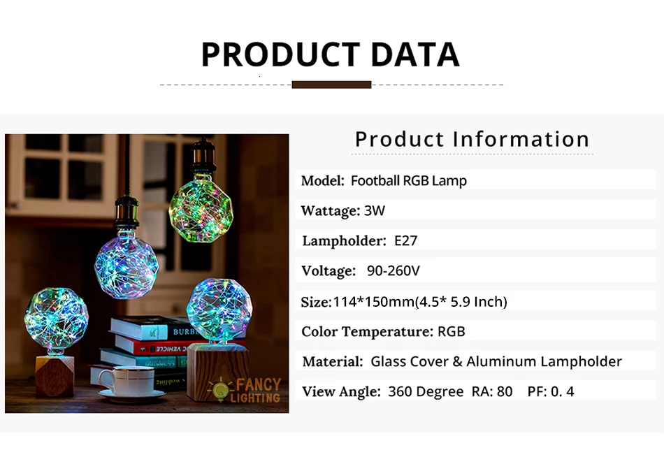 Светодиодная лампа E27 футбольная RGB Светодиодная лампа 110 В 220 В декоративная лампада светодиодная для декора дома/гостиной/спальни 3 Вт bombillas Led