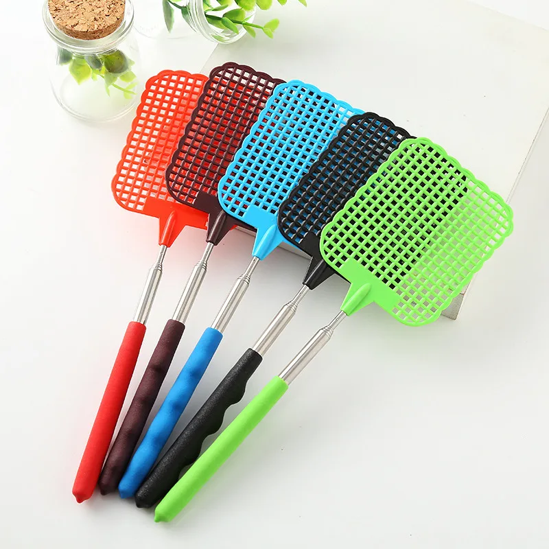 New 1 PC Random Color Extendable Plastic+Stainless Steel Fly Swatter Pest Control Garden Tools Traps Prevent Pest Insect Killer