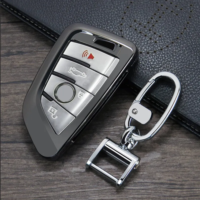 LUNASBORE цинковый брелок для автомобильных ключей, дистанционный ключ чехол КРЫШКА ДЛЯ BMW X5 F15 на возраст 1, 2, 5 7 серия X1 X6 F16 G30 G11 F48 F39 ключ - Название цвета: Gray