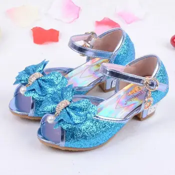 

Brand Princess Girls Party Shoes Children Sandals Colorful Sequins High Heels Shoes Girls Sandals Summer Bow Kids Shoes