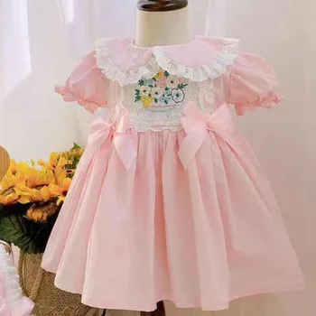 

baby dresses spanish pink vintage girl's dresses puff sleeve kids children princess dress