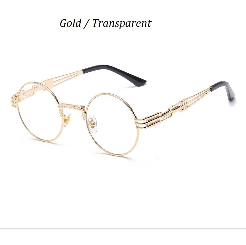 Round Gothic Steampunk Metal Sunglasses Men Women Vintage Driving HD Mirror Sun Glasses Eyewear Retro Shades Oculos De Sol UV400