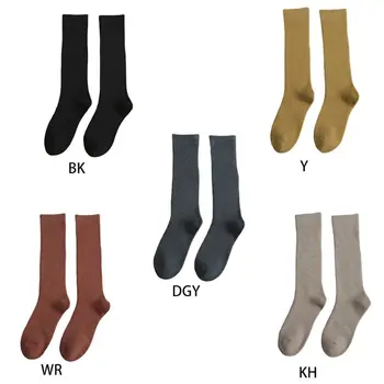

Japanese Women Winter Knit Knee High Socks Plain Solid Color Warm Cotton Hosiery