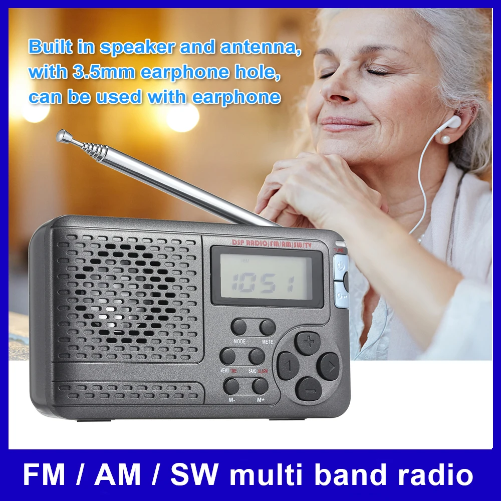 Портативное радио AM/FM/SW карманное с ЖК экраном многополосный цифровой стерео