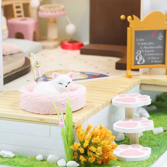 CUTEBEE DIY Dollhouse Kit Wooden Doll Houses Miniature Furniture Kit Casa With Dust Cover Led Toys for Children Birthday Gift 6