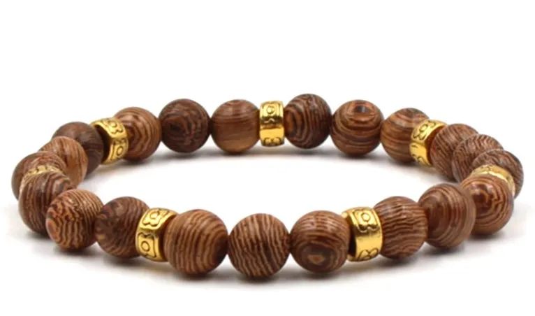 

8mm xg43 gold ball black stone volcanic lava nature black stone agate Onyx Bracelet Reiki Chakra Fashion