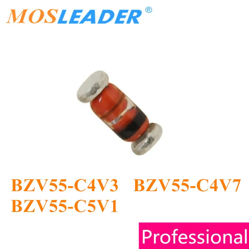 

Mosleader 2500 шт., LL34 BZV55-C4V3 BZV55-C4V7 SOD80C BZV55 Series, 4,3 в, 4,7 в, 5,1 В, Китай, BZV55C4V3, BZV55C4V7, BZV55C5V1