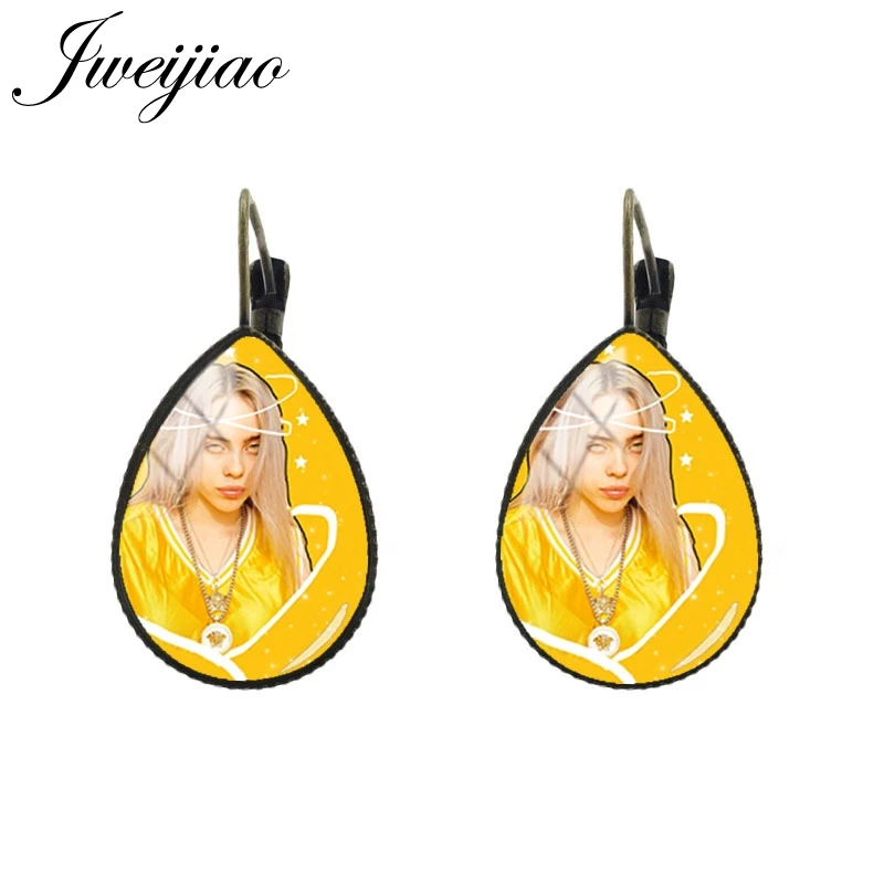 HB08 JWEIJIAO Billie Eilish, серьги, слеза, капля воды, серьги на клипсах для ушей, персональное лицо, угрюмое лицо, стиль хип-хоп, подарок для фанатов, горячая распродажа, Kolye HB10 - Окраска металла: HB08