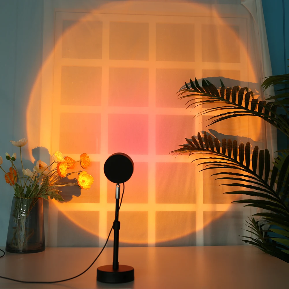 Sunset Lamp USB Rainbow Projector Atmosphere Night Light Novelties Fancy Lighting Home Coffee Shop Background Wall Decoration