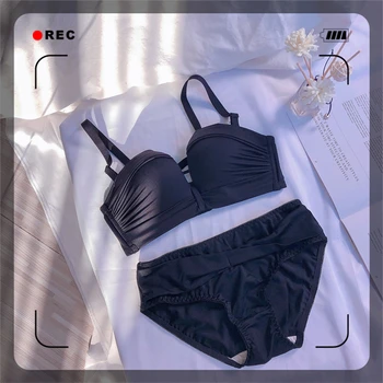 

Sexy Four Corners Gathered Seamless Adjustable Bra and Comfortable Breathable Panties Bra Set