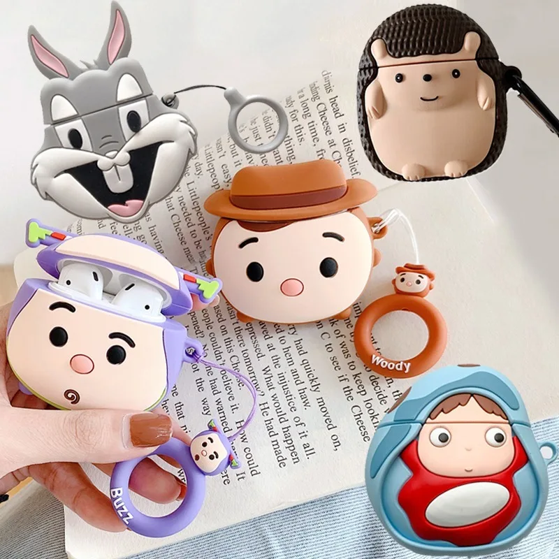 Для Apple AirPods 3D милый мультяшный кролик Ежик чехол для Airpods 2 беспроводные наушники