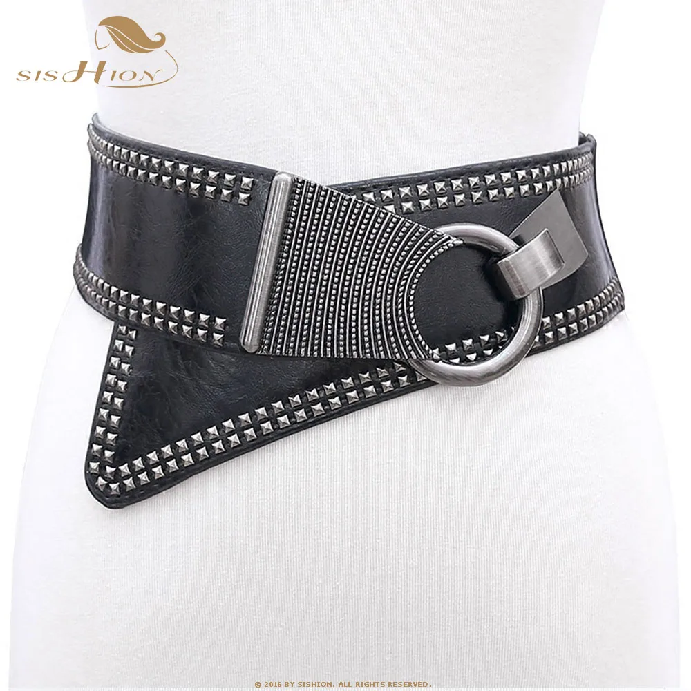 

SISHION Luxury Women Belt VD1198 accesorios mujer 2021 Women Ladies Elastic Wide PU Leather Belt