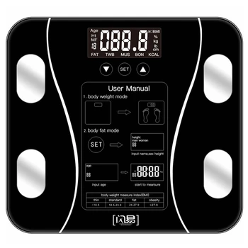 

LCD Intelligent Fat Scale 290*260mm 5-180kg High Sensitivity Sensor Explosion Proof Toughened Glass Versatile Accurate Fat Scale