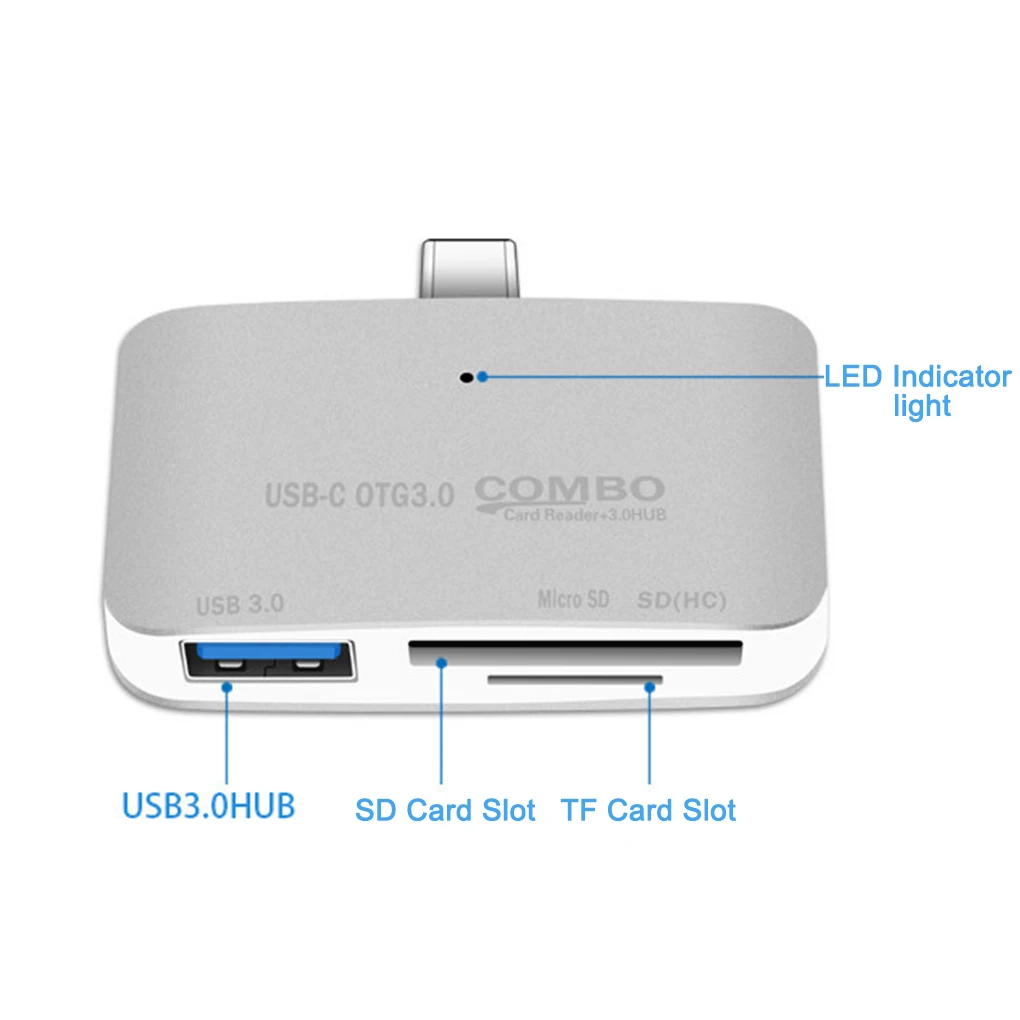Type-c USB порт адаптер алюминиевый сплав высокоскоростной USB3.0 телефон камера SD TF считыватель карт памяти