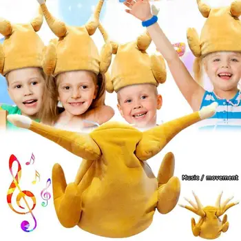 

2020 moving drum hat funny gift will sing and dance electric turkey hat gift
